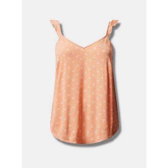 Torrid Washable Crinkle Gauze V-Neck Ruffle Strap Tank Sz 1 - Picture 1 of 7